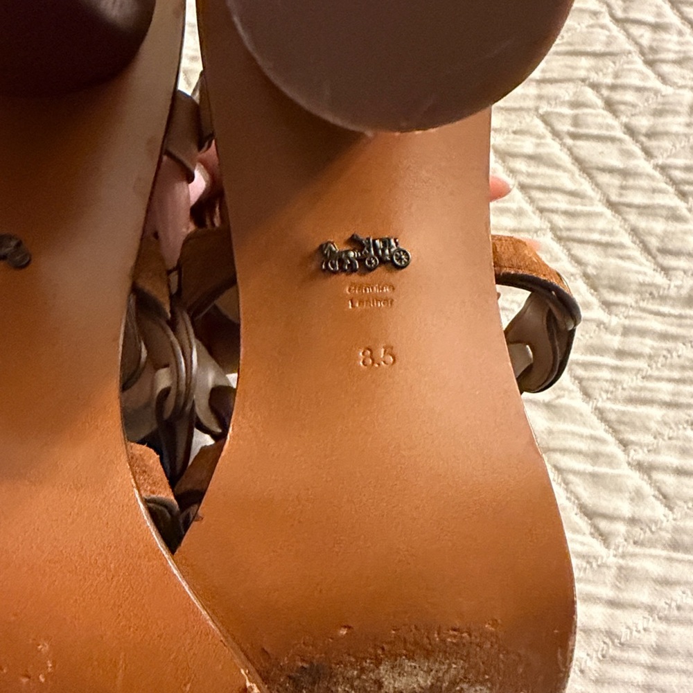 Coach Tan and White Strappy Sandals - Picture 10 of 12